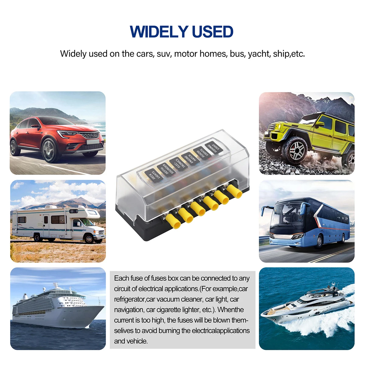 ฟิวส์รถยนต์ขนาดเล็กฟิวส์รถยนต์ตัวยึดฟิวส์12V 24V กล่องฟิวส์ขนาดกลางดัดแปลงพร้อมไฟเตือน LED
