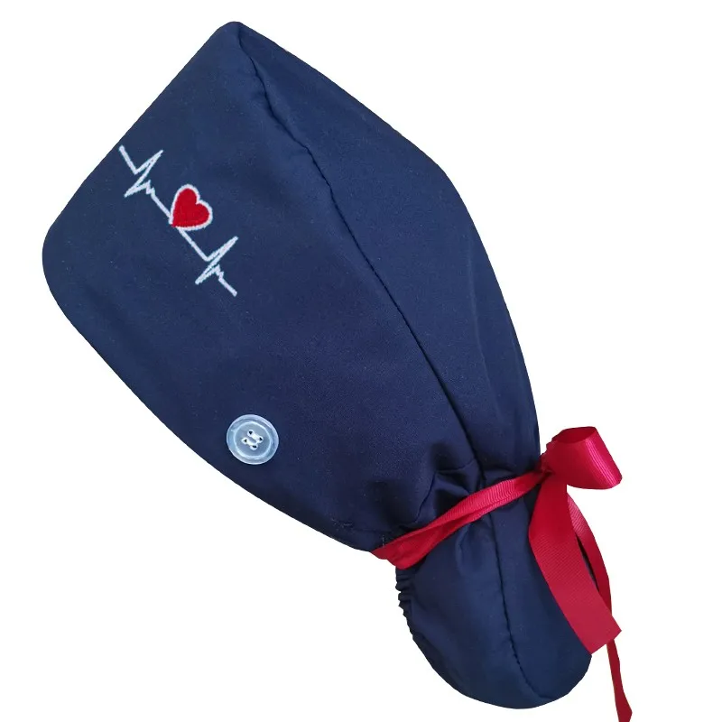 Casquettes de gommage réglables, casquette de travail, support queue de cheval, chapeaux d'allaitement Bouffant avec boutons, Turban pour cheveux longs, pour femmes et hommes