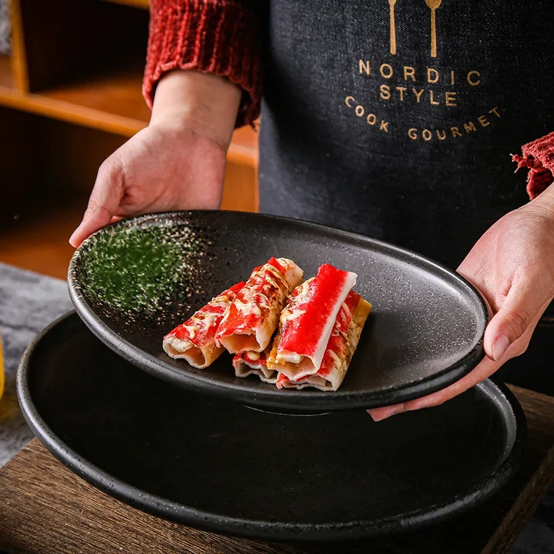 LingAo-Plato profundo de cerámica japonesa y coreana, plato de fruta para ensalada, plato de fideos