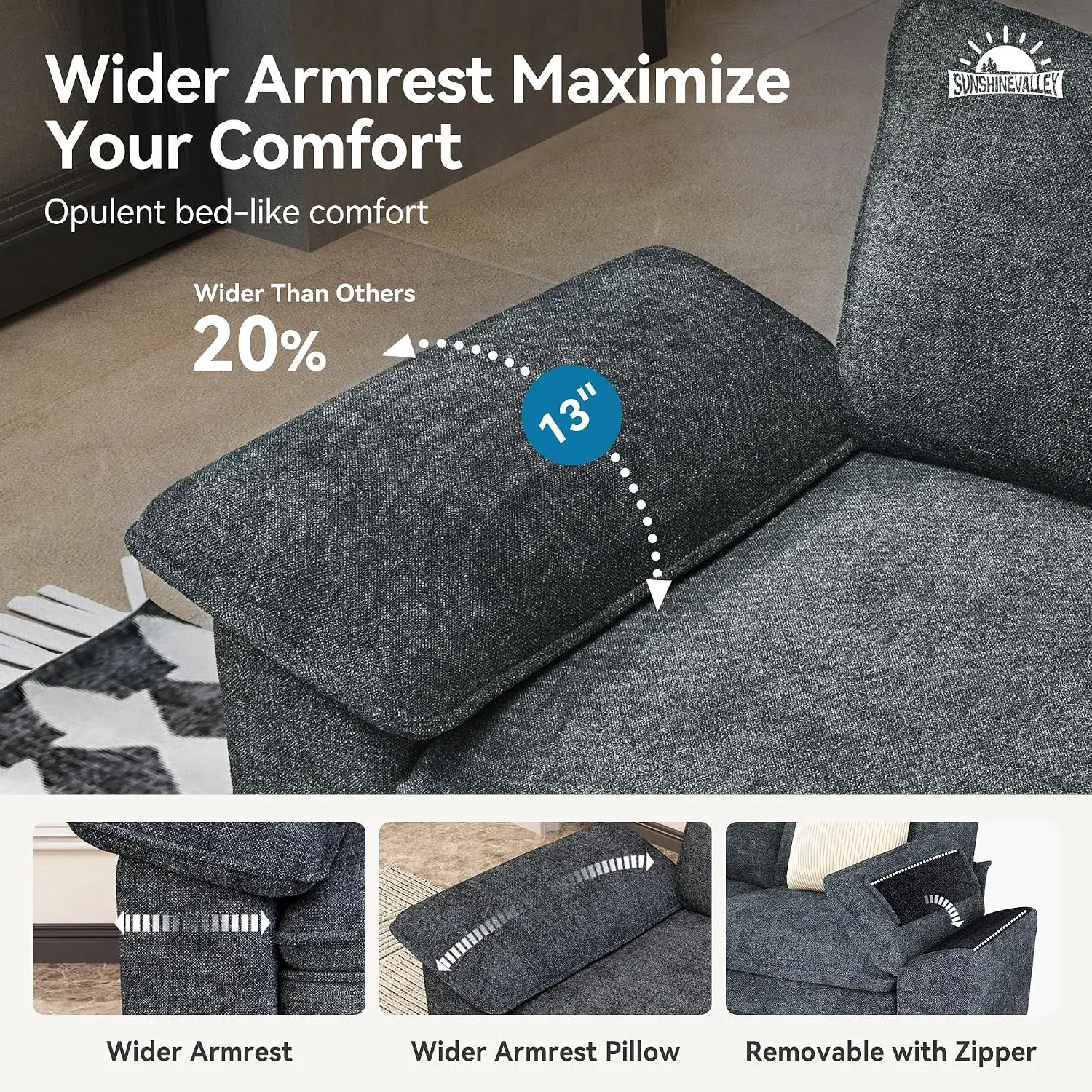 U Shaped Modular Cloud Sectional Sofa with Ottoman, 157.5", Customized