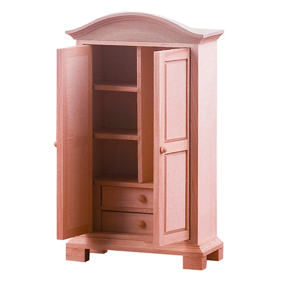 Mini Wardrobe Ornaments Miniature Cabinet Furniture Models House Decor Accessories Wooden Bookcase Storage Prop