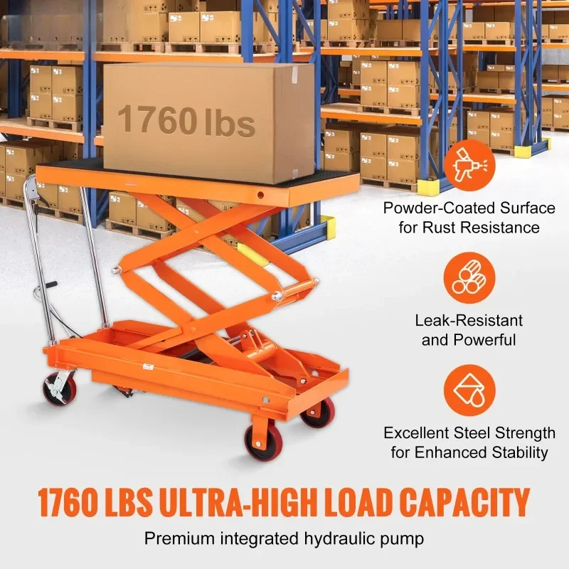 Hydraulic Lift Table Cart, 1760lbs Capacity 59