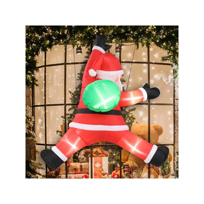 

4.9 FT Inflatable Santa with Gift Bag, Lighted Holiday Yard Decor, Fun Blow Up Decoration with LED Lights for Front Lawn Garden