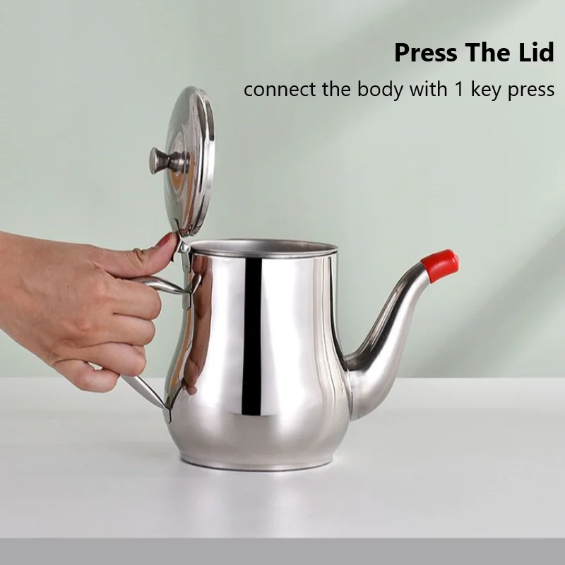 Stainless Steel Teapot with Filter Kitchen Oil Filter Pot Liquid Seasoning Container Coffee Holder Tea Kettle Kitchen Cooking
