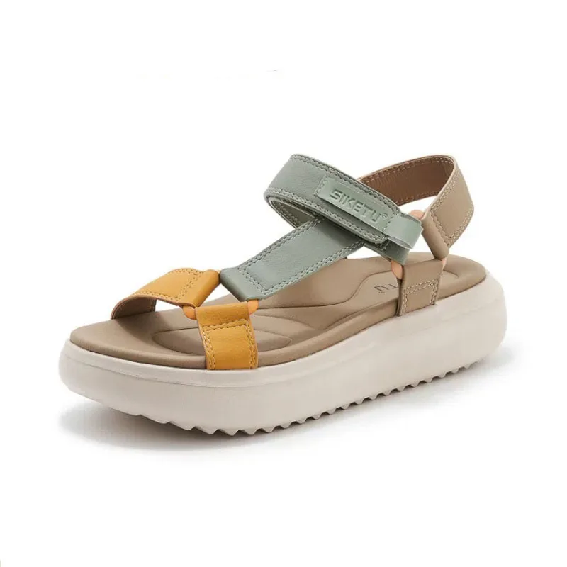 

GKTINOO/женские сандалии, лето 2024, повседневные разноцветные мягкие нескользящие удобные легкие пляжные тапочки из искусственной кожи, женская обувь на танкетке