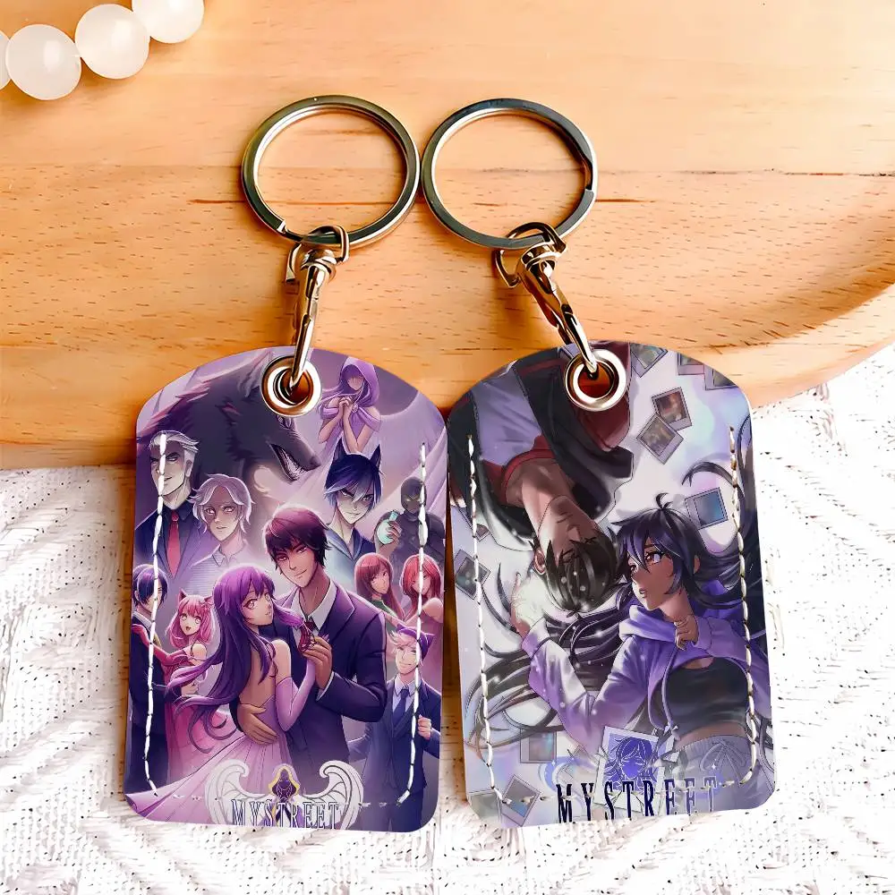 Cartoon A-Aphmau M-Mystreet Card Holder With Keychain Executive Protection For Bank Credit Subway Bus Case