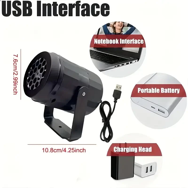 ندفة الثلج ضوء الإسقاط USB بالطاقة الدورية LED مصباح المرحلة عطلة جو مصباح للحزب الداخلي عيد الميلاد السنة الجديدة ديكور