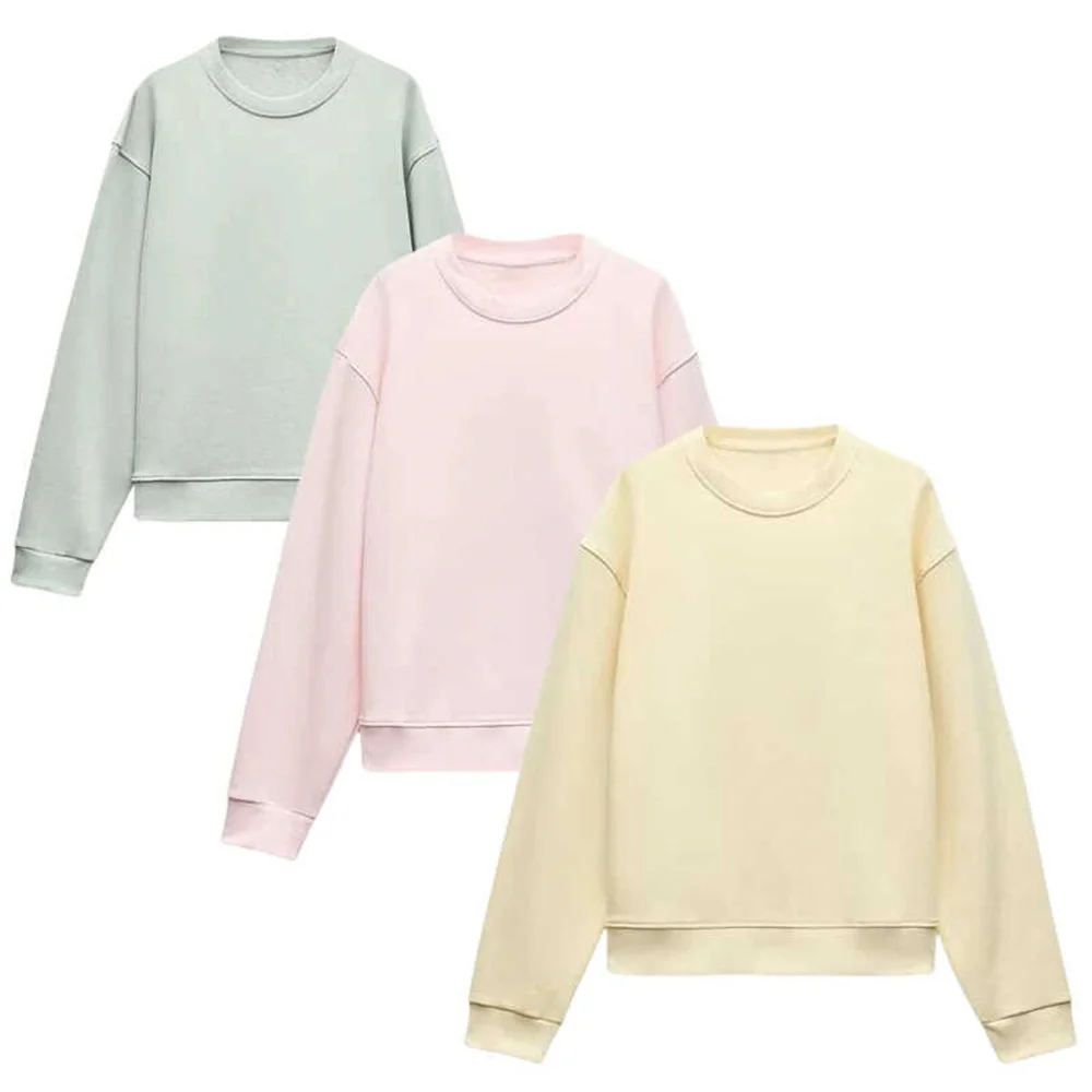 Taop&Za Autumn New Product Women's Fashion Leisure Versatile Loose Long Sleeve Round Neck Fleece Hoodie