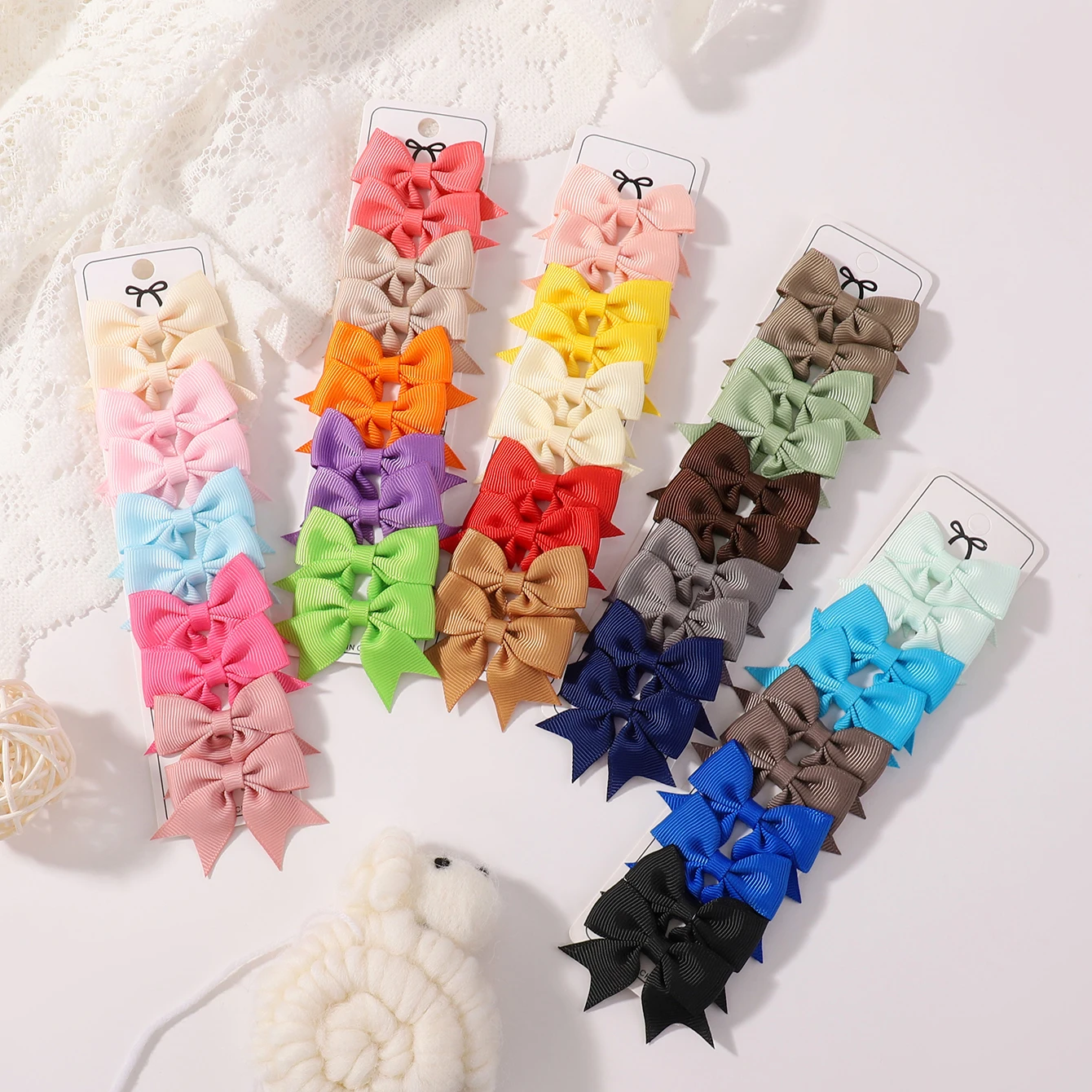 

20Pcs 2.1inch Ribbon Bows Hair Clip Set Lovely Kids Hair Bangs Hairgripes Classic Solid Color Bow Barrette for Chlidren