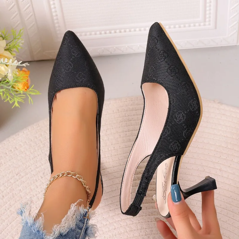 

Brand Designer High Heels Sandals Women 2025 Summer Pointed Toe Ankle Straps Pumps Woman Plus Size Thin Heeled Party Shoes
