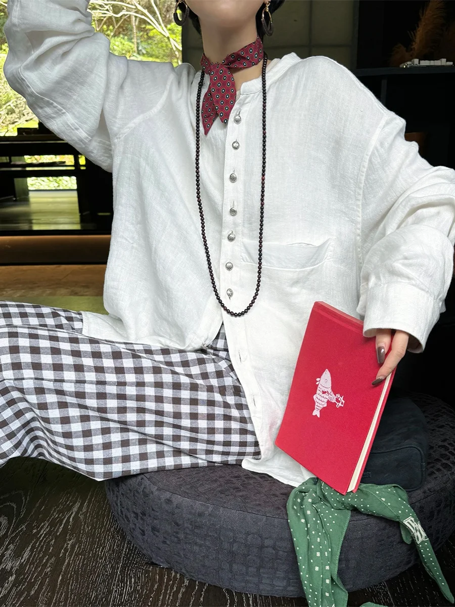 

Льняное пальто OWI с защитой от солнца, комфортное, в стиле ханьфу, женское, премиум-класса, модное, весеннее, с длинными рукавами, миди