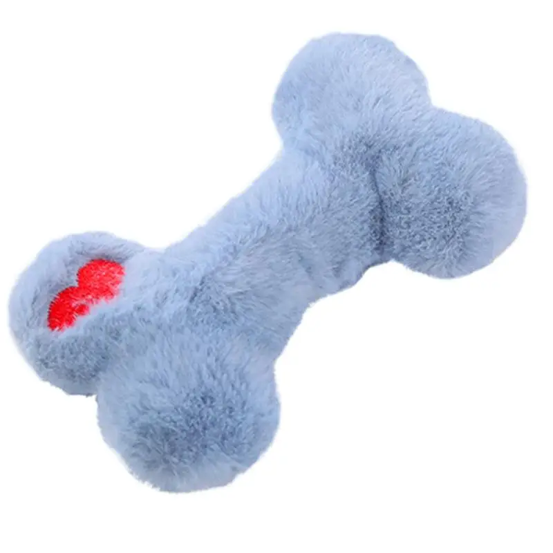 Squeaky Pet Toy Puppy Bone Shape Vocal Chew Toys Portable Soft Dog Bone Shape Plush Chewing Toy For Puppy Small Dog Pet