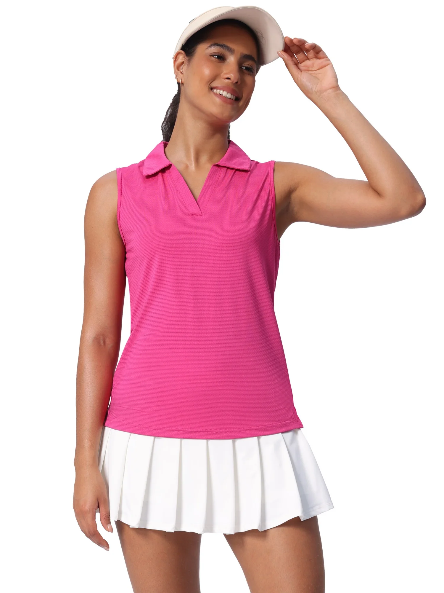 Camicie da golf senza maniche da donna UPF 50+ Polo da tennis ad asciugatura rapida Canotte sportive leggere e atletiche