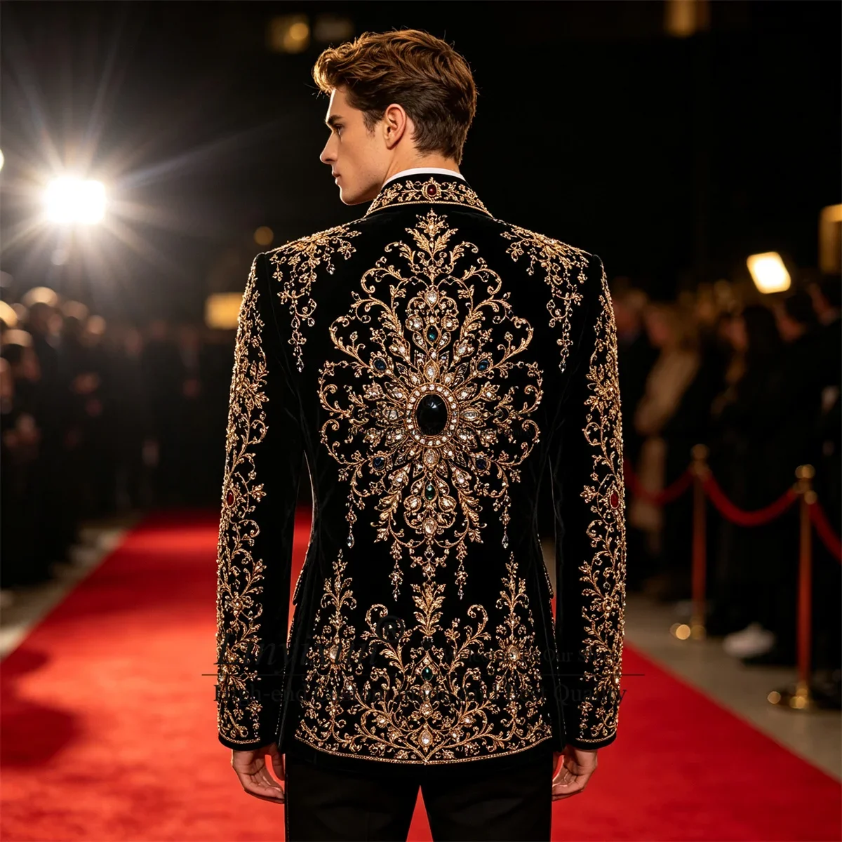 Sparkly Diamond Embroidered Tuxedos Men Suits Customized 2 Pieces Sets Groom Male Blazers Wedding Slim Fit Man Party ropa hombre