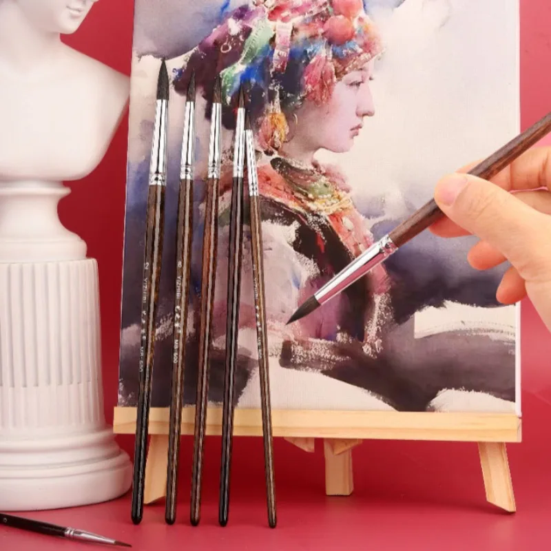 

7 шт., набор кистей для акварельных красок с волчьим волосом, профессиональные художественные принадлежности с круглой заостренной головкой, кисть для художественной живописи для начинающих