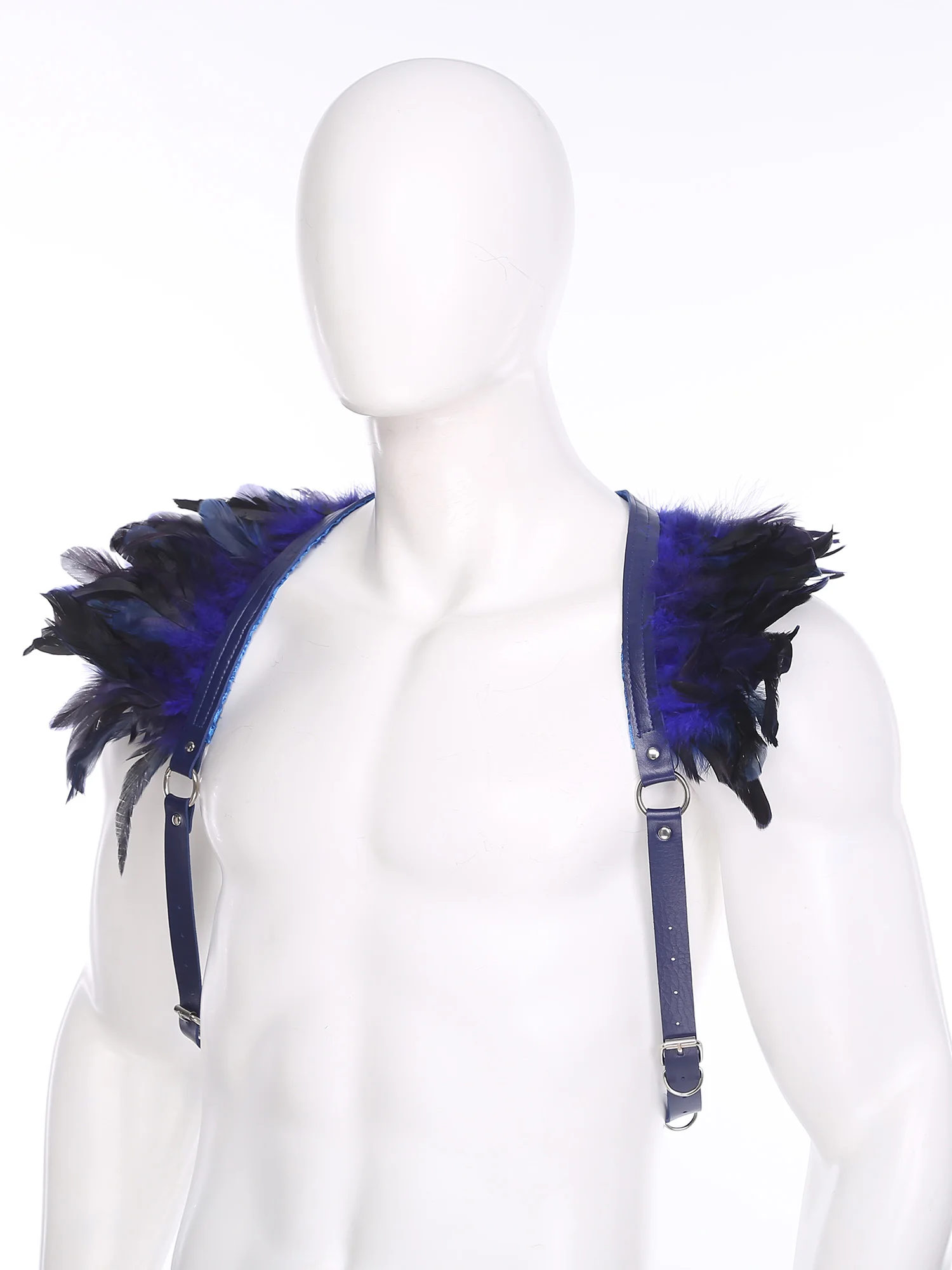 Épaulettes gothiques en plumes pour hommes et femmes, harnais de poitrine réglable, ceinture corporelle, accessoire de Costume de danse de chanteur, harnais d'épaule