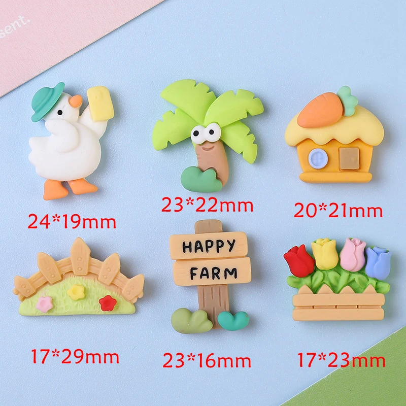 10 Pcs New Cute Mini Kawaii Duck, House, Garden Flat Back Resin Cabochons Scrapbook Diy Party Hairpin Accessories Craft A96