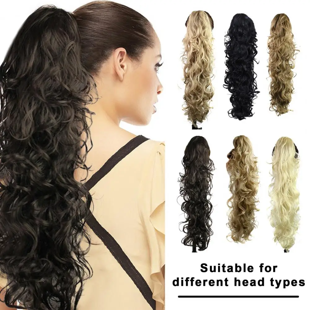 71cm Women Long Curly Ponytail Extension Claw Clip High Temperature Wire Long Wavy High Ponytail Synthetic Hairpiece Pull Rope