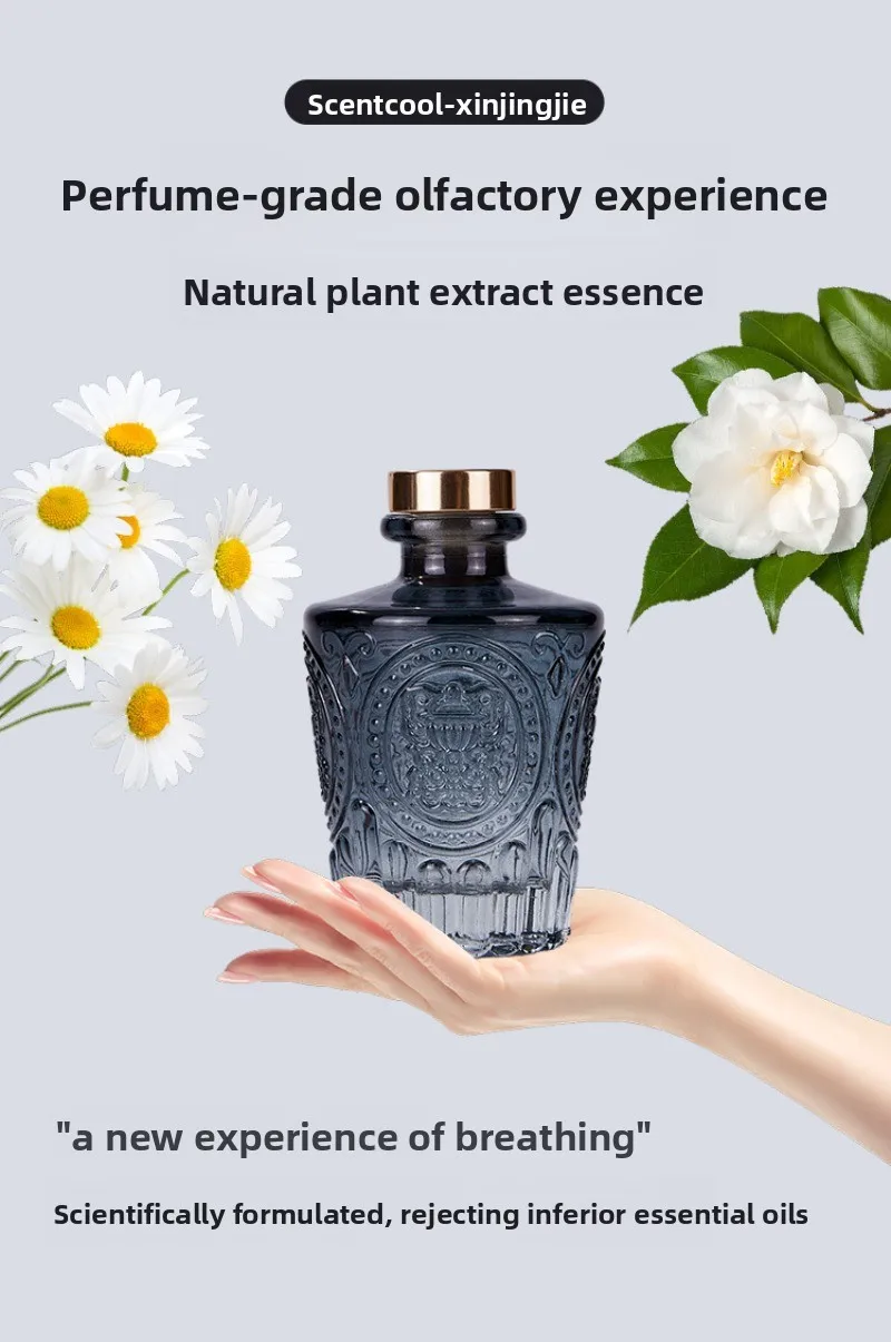 مجموعة ناشرات روطان ريد منقوشة، زخرفة عطرية منزلية مزخرفة مع أعواد طبيعية، معطر هواء للعلاج العطري لغرفة النوم #4