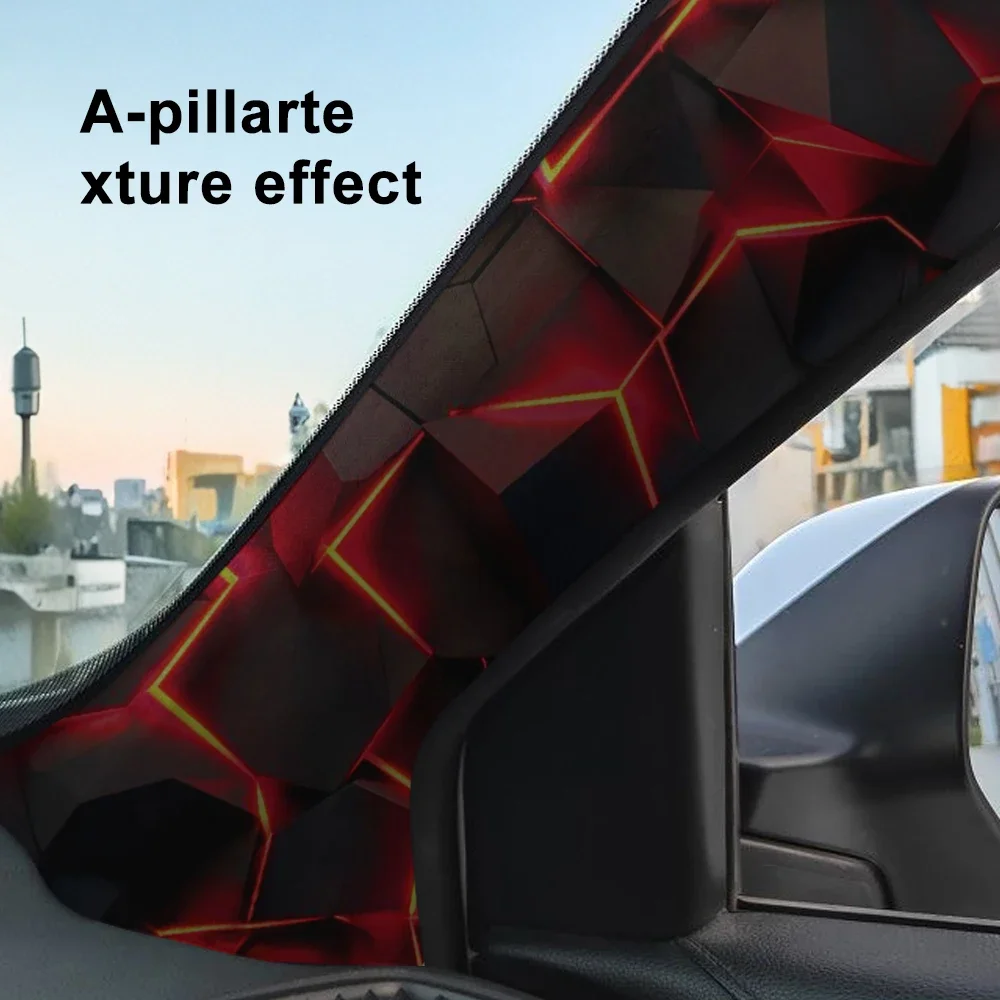 2 Stück Auto A-Säulen-Dekor-Aufkleber 3D Neonrot Geometrischer Vinyl-Aufkleber Universelle Auto-Innenausstattung DIY-Modifikationszubehör – Detail 5