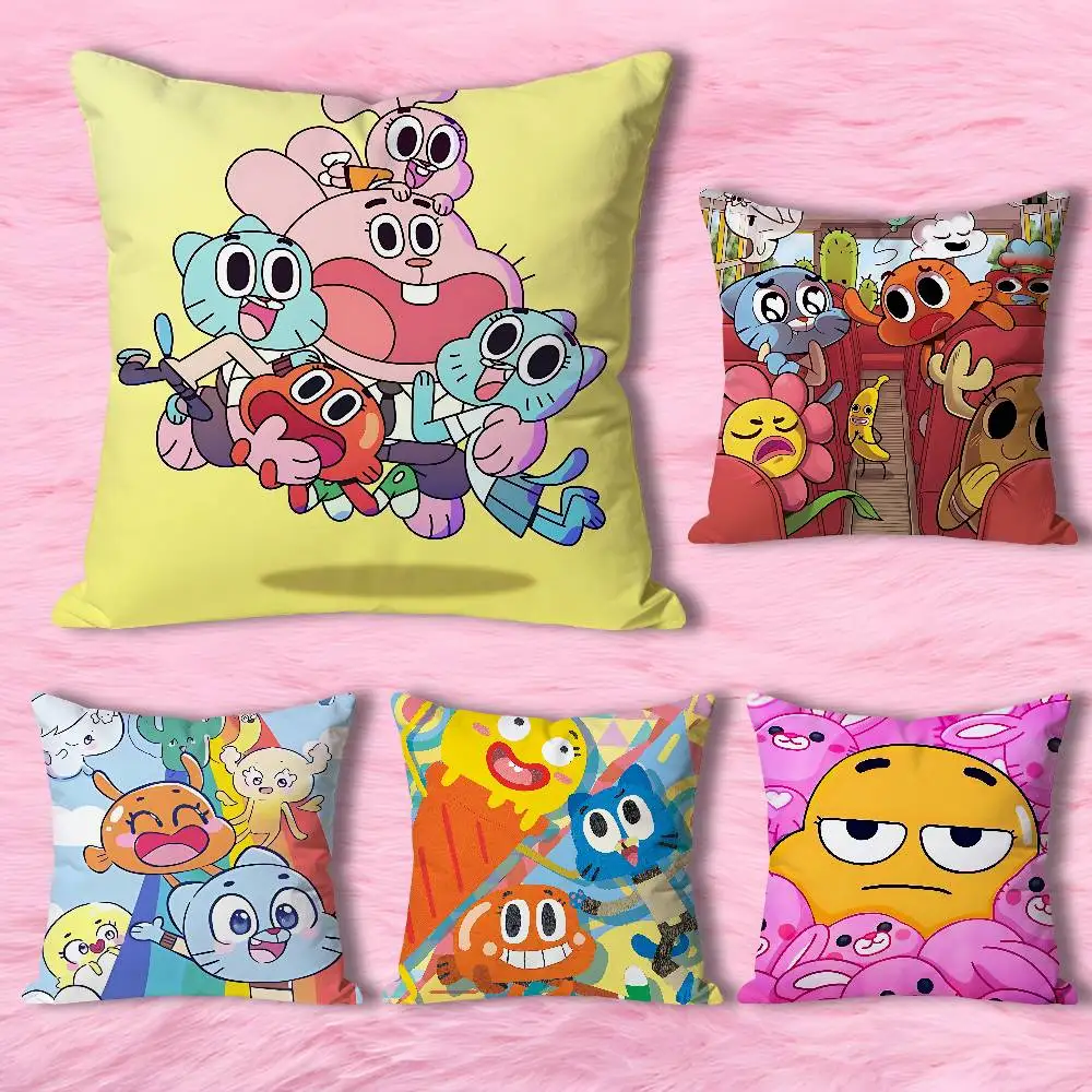 

A-Amazing World G-Gumball Anime Celebrity Merchandise All-Match Printed Pillow Case Sofa Car Office Room Decoration Protector