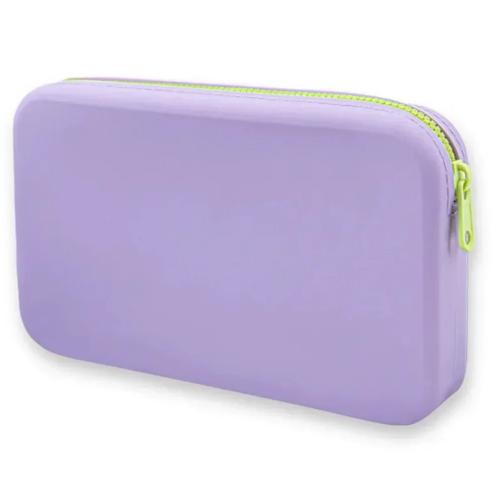 Silicone Cosmetic Bag Coin Purse Large Capacity Multifunction Storage Bag Solid Color Rectangle Small Item Bag Pouch