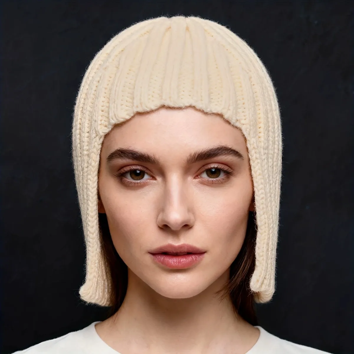 Hot Girl Perücke Strickmütze für Damen, warmer Gehörschutz für Herbst und Winter, Kopfbedeckung, modische Wollmütze im Einkaufsstil – Detail 15