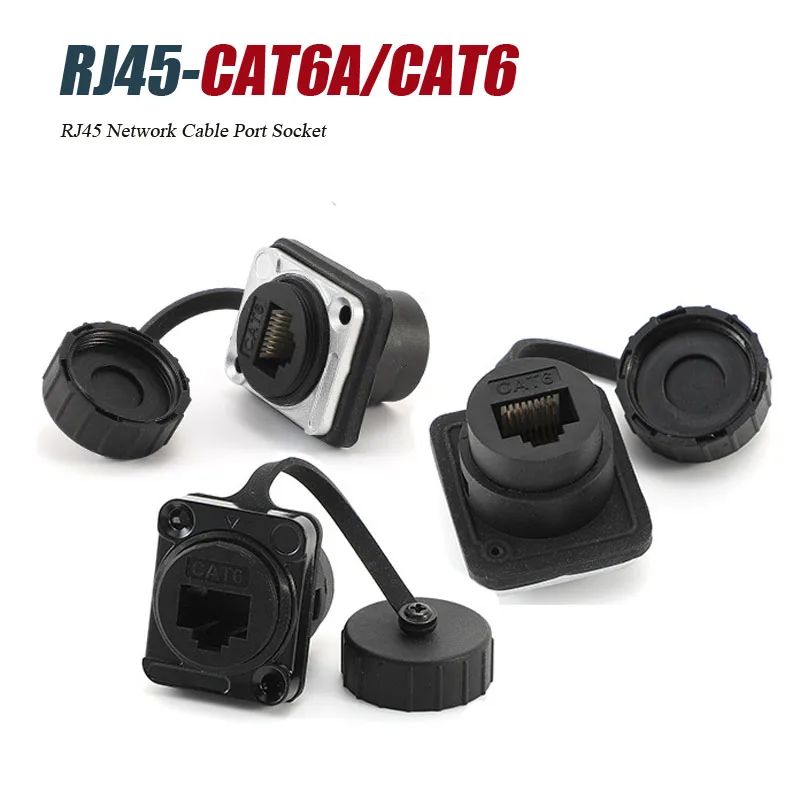 CAT6A RJ45 Network Cable Port Socket Waterproof 8Pin D-type CAT6 Ethernet Straight-through Male Female Data Signal Connector