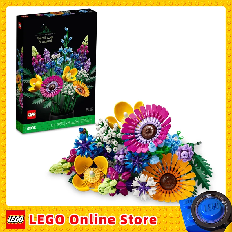 LEGO Icons Wildflower Bouquet 10313 Set Artificial Flowers with Poppies and Lavender Unique Botanical Piece Wife Spring Flowers