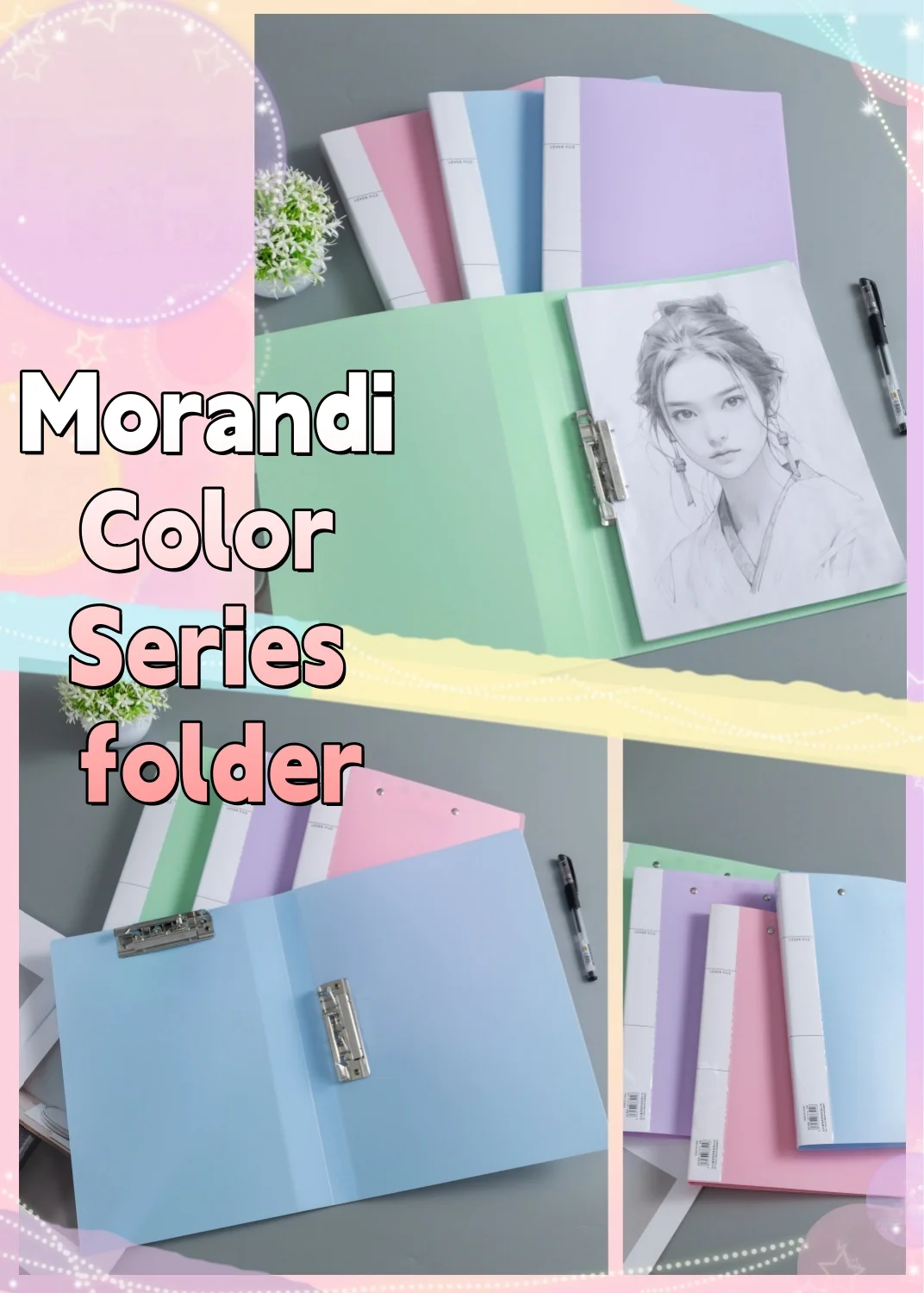 

Двойная прочная папка для файлов Morandi Цветная папка А4 для хранения одной фанеры Зажим с двойным зажимом Зажим для музыкальных нот Скрепка для бумаги Lea