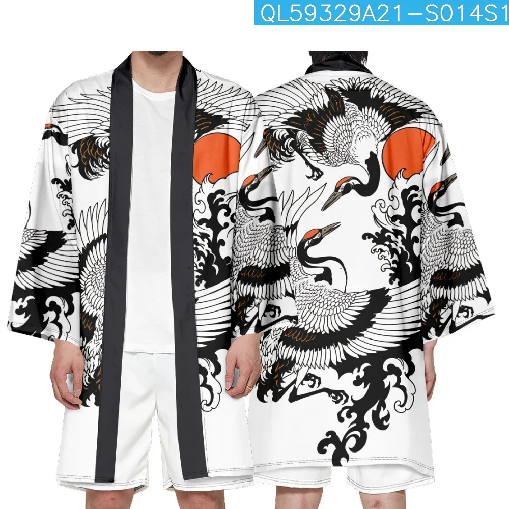 

Men's kimonos with dragon patterns, trendy Chinese-style kimonos, Japanese-style ghost warriors' cardigans, mid-length kimonos