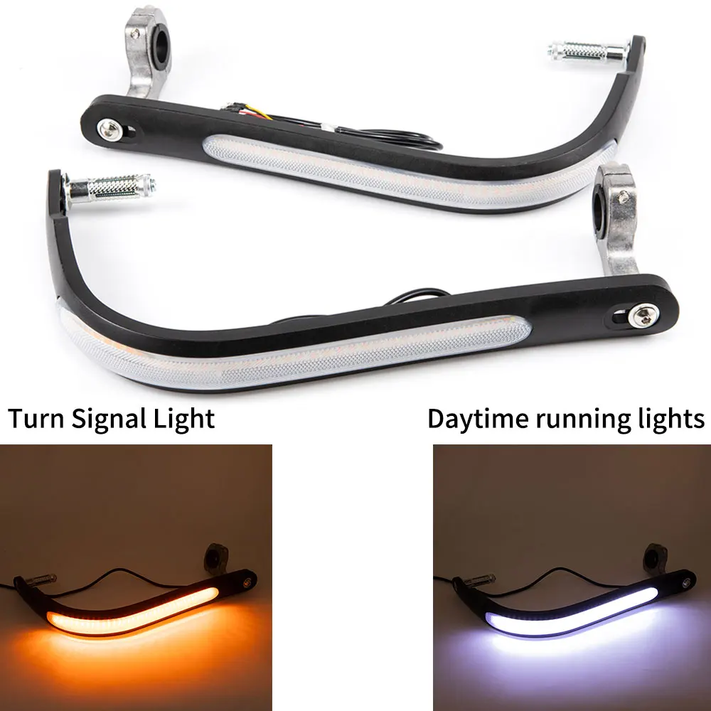 Motorcycle Handguards with Turn Signal Light LED Flashing Running Universal 22/28mm Handle Windshield Handguards Protector Cover