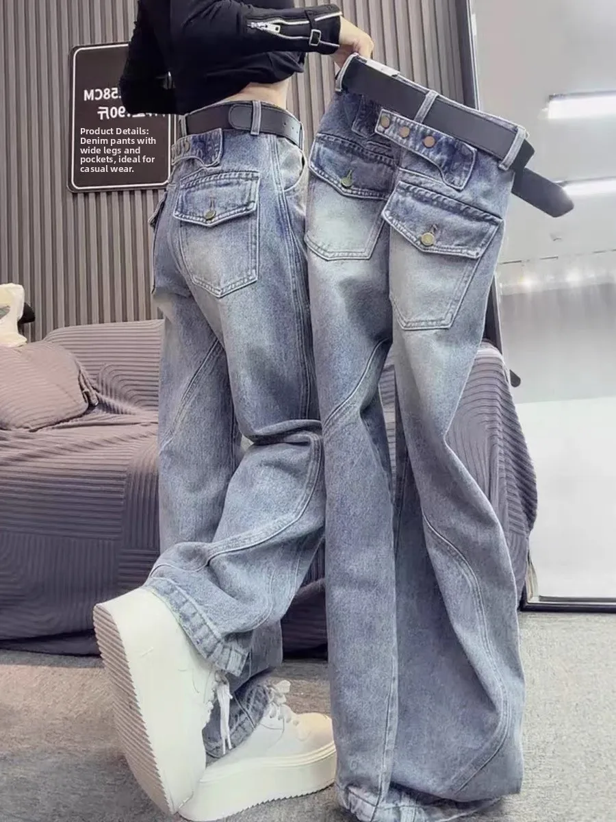 

High Waist Straight Leg Jeans Women's Spring Season plus Size American Sle Pear ape Body Slimming Wide Leg Pants