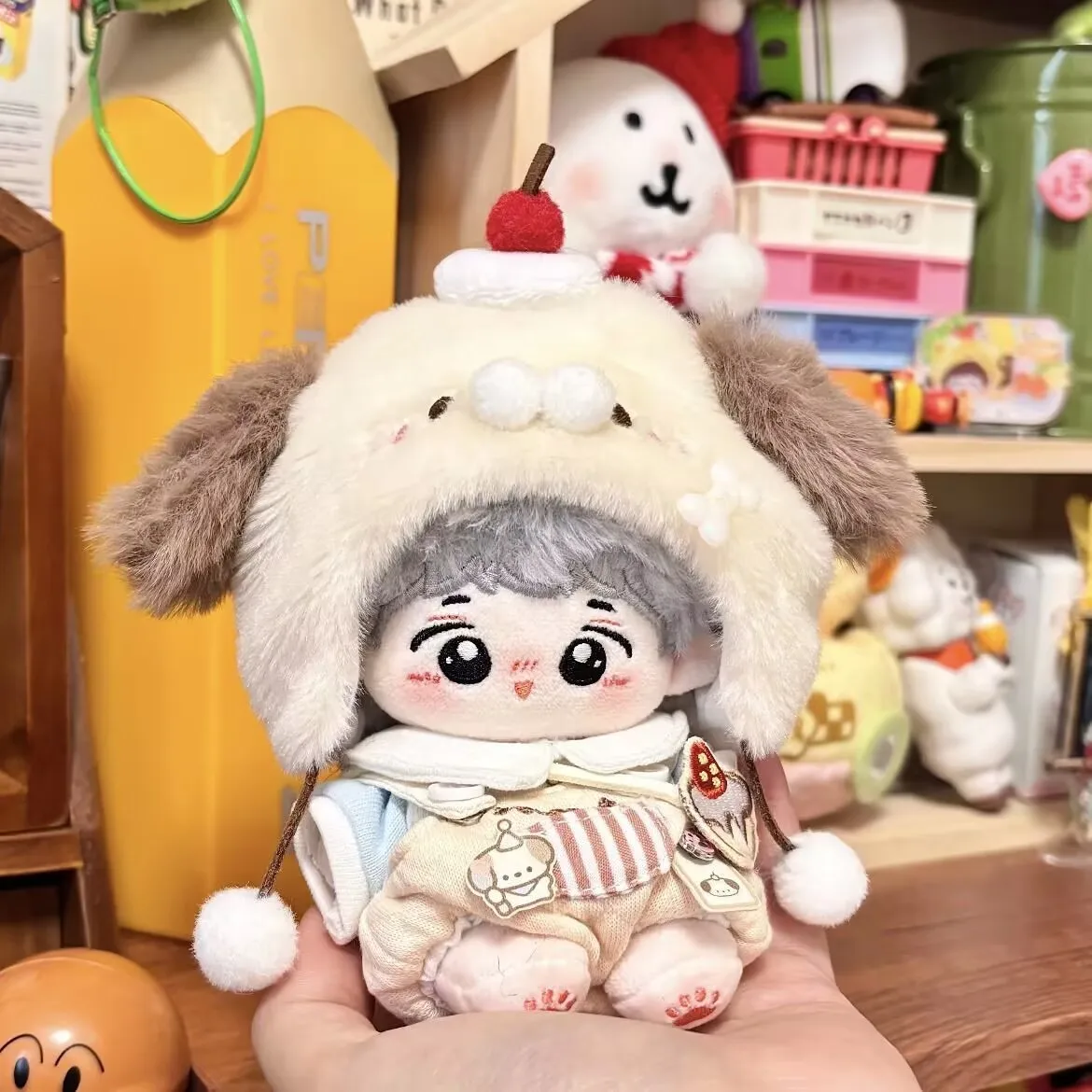 10cm / 20cm コットン製ドール「パピーケーキ」ドレスセット、キュートなドールドレスアクセサリー、カジュアルスポーツウェア、ぬいぐるみ着せ替え服