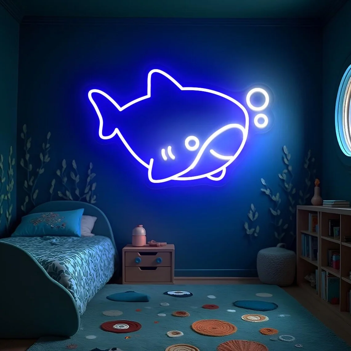 

Cute Shark Neon Sign Sea Animal Neon Sign Ocean Shark Wall Decor Sign Gift for Kid