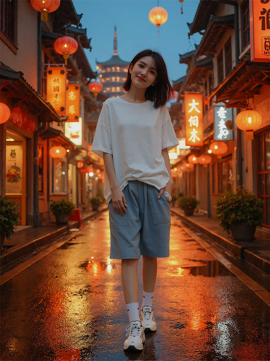 Pantaloncini per coppie a gamba larga Abbigliamento da spiaggia oversize in cotone e lino da donna Traspirante Leggero Comodo Patchwork per le vacanze Estate Carino