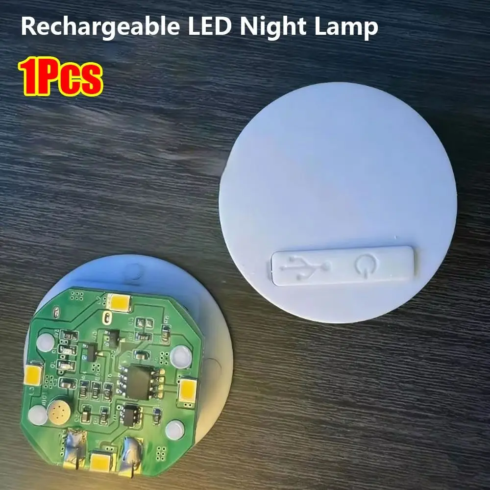 1Pcs 38mm Rechargeable LED Night Lamp Plastic Metal Sound Sensor Light Wall Mount Rechargeable Touch Control Night Light