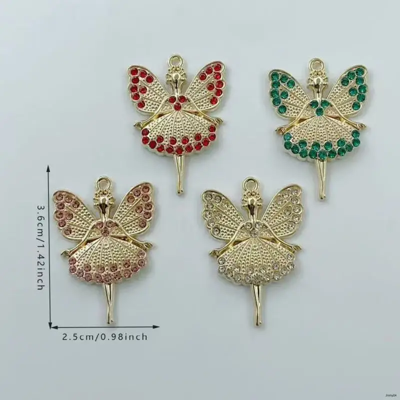 10 Pièces DIY Pendentifs Porte-clés en Alliage Doré, Motif Fille de Ballet et Ange, Accessoires de Bijoux et de Vêtements