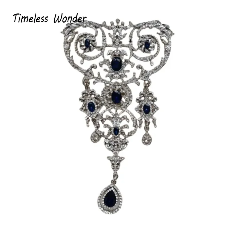 Timeless Wonder Fancy Zircon Geo Statement Brooch Pins for Women Designer Jewelry Runway Rare Luxury Gift Vintage Art Deco 5381