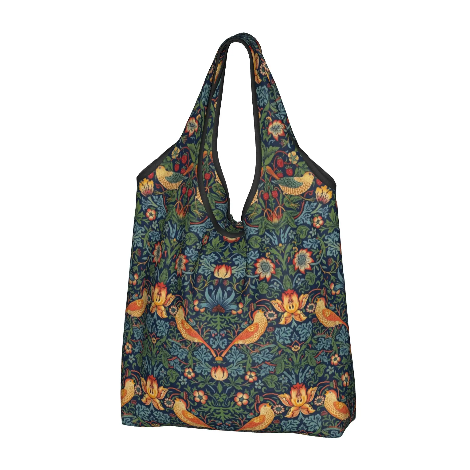 Kawaii The Strawberry Thief William Morris Shopping Tote Bags Portable  Grocery Shopper Shoulder Bag