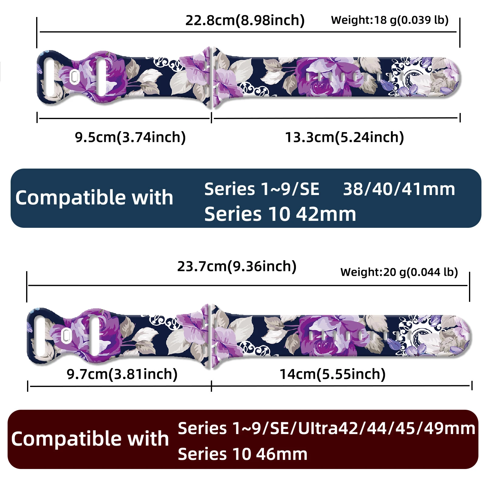 Flowers Printed Strap for Apple Watch 10 9 8 7 SE Silicone Band Replaceable Bracelet for iWatch 46mm 42mm 41mm 40mm Watchband