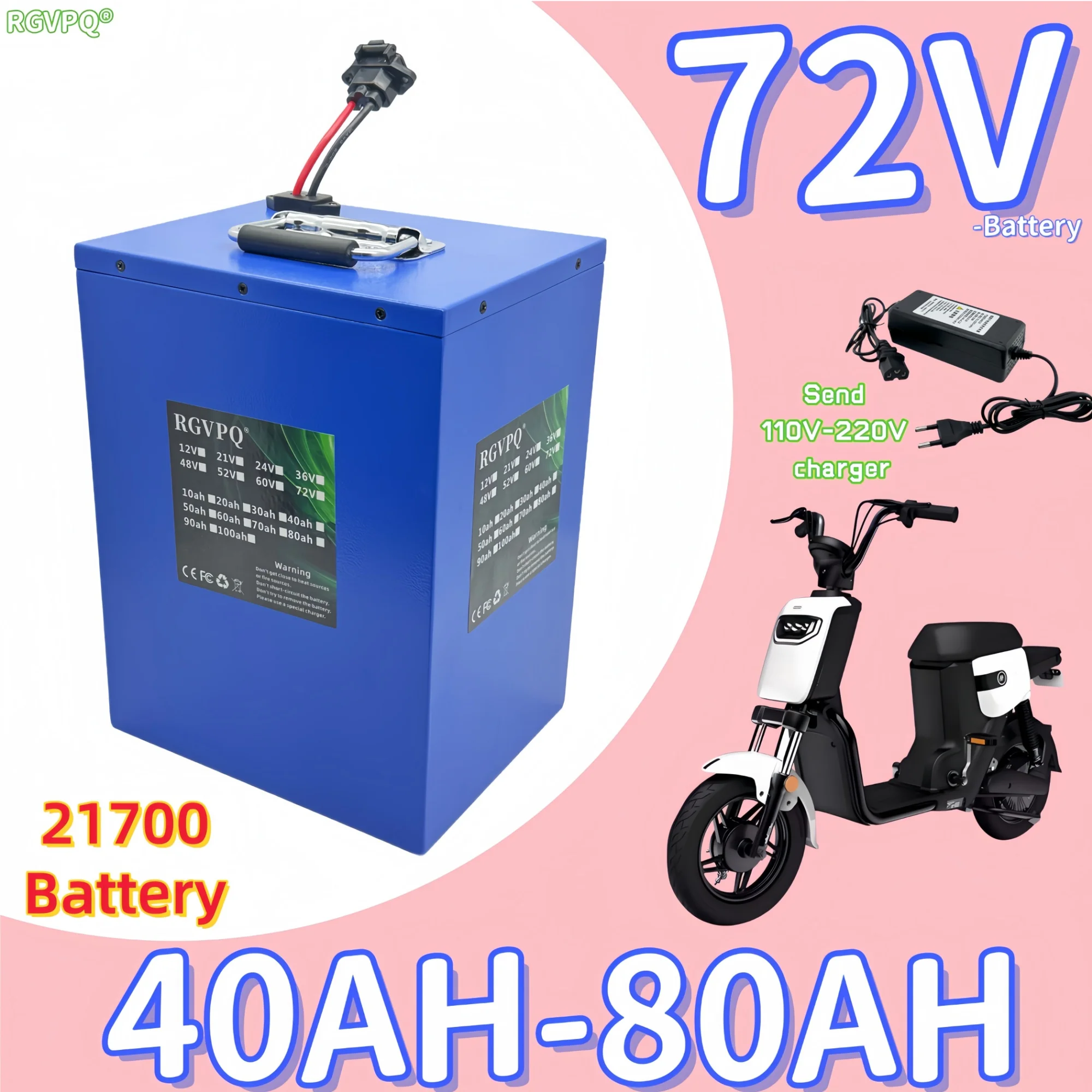 

Air transportation, DIJIAR, 72V21700 lithium-ion battery, 40AH-80AH large capacity, waterproof shell material, built-in 40AHBMS