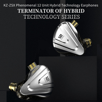 KZ ZSX 5BA+1DD 6 Driver Hybrid in-Ear HiFi Earphones with Zinc Alloy Faceplate,2 Pin Detachable Cable for Audiophile Musician