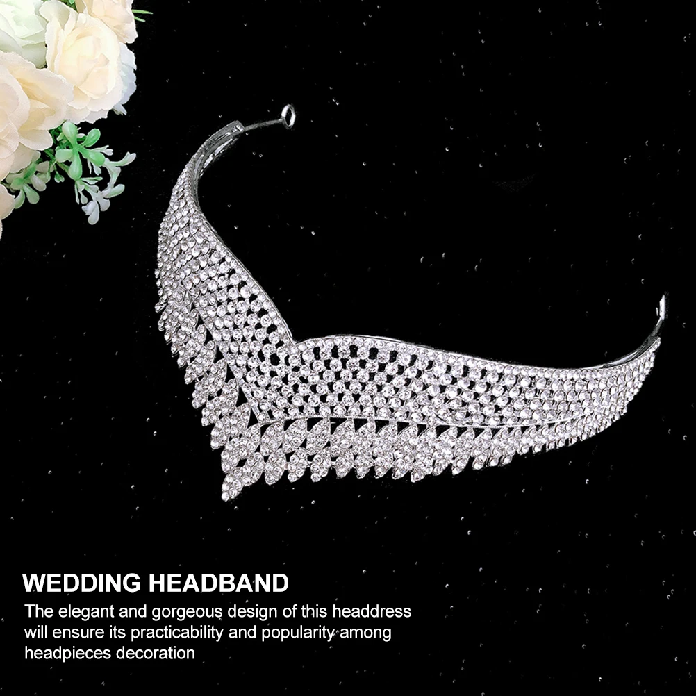1Pcs Rhinestone Crown Bridal Headdress Wedding Headband Stylish Headwear Durable Elegant Bridal Wedding Decor Alloy Crown
