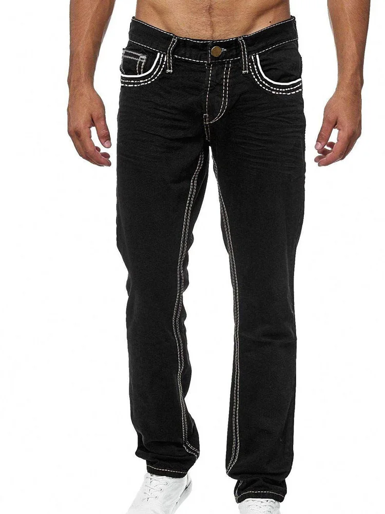 الأوروبية والأمريكية عالية الجودة الرجال ضئيلة الكلاسيكية بلون الجينز المرنة الرجال القطن المألوف ملابس رجالية عادية