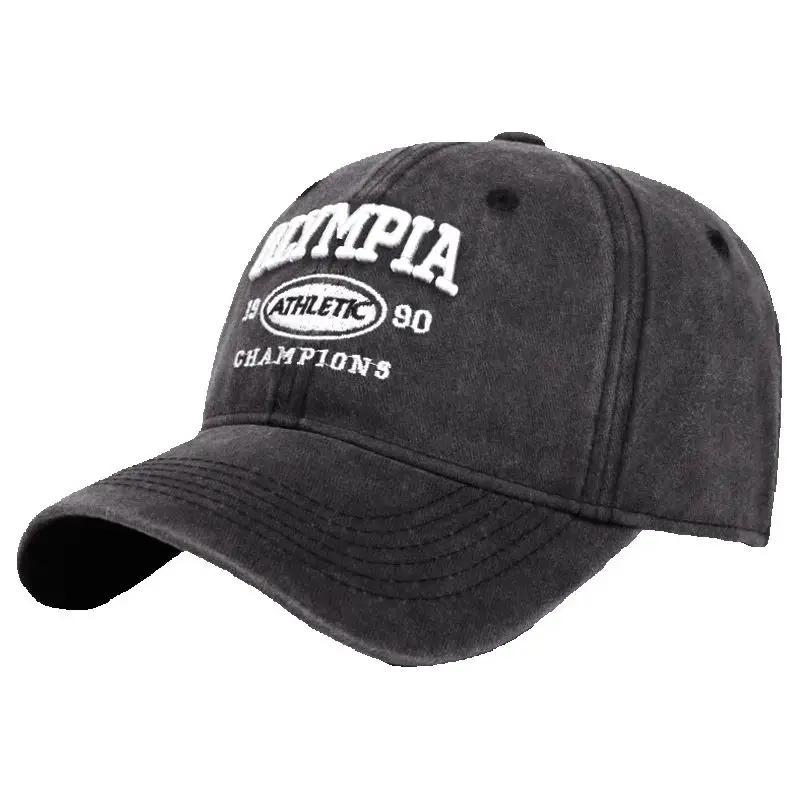 

Doitbest Vintage Washed Cowboy Baseball Cap For Men Women OLYMPI Embroidery Sun Cap Casual Snapback Hip Hop Hat Curved Brim Hat