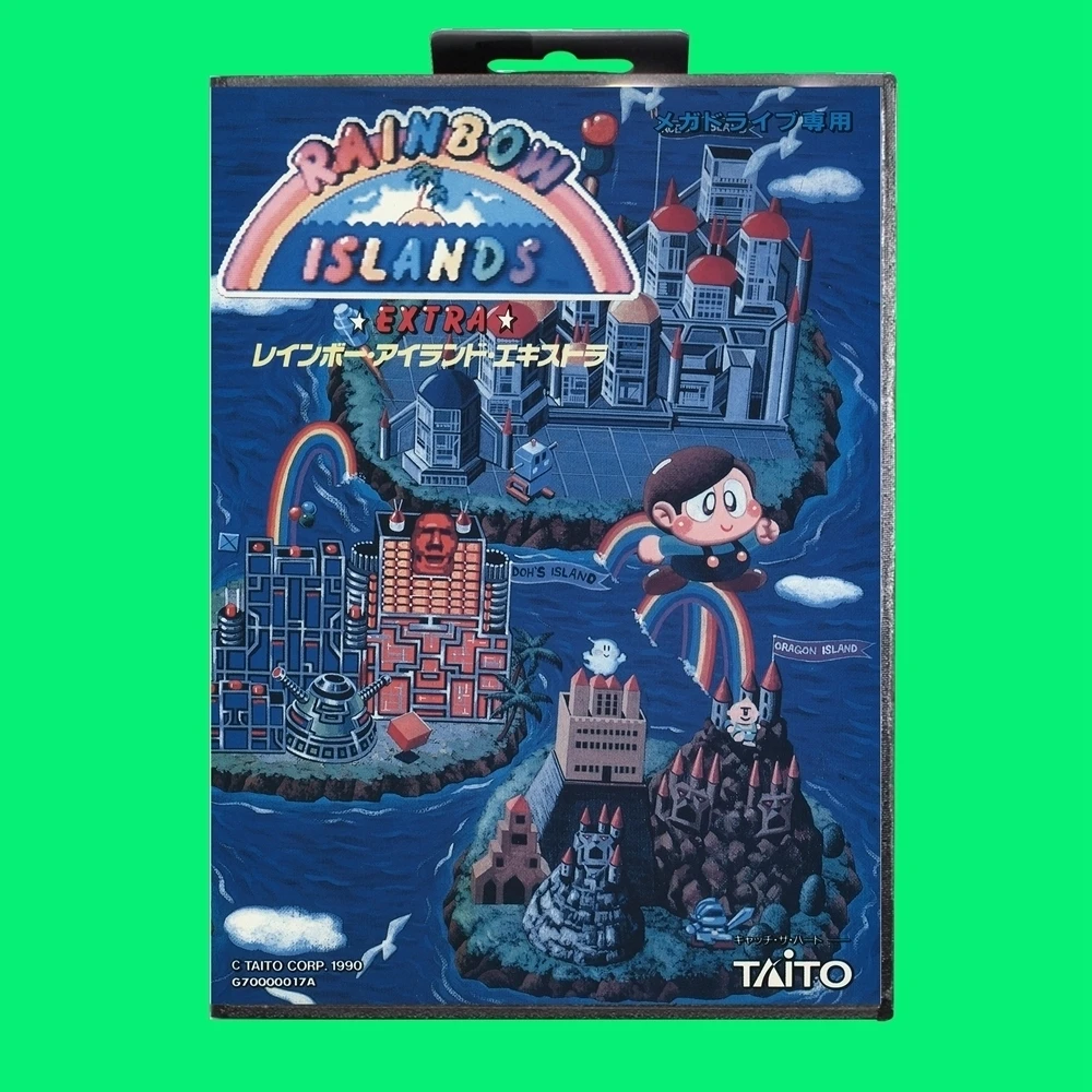 Rainbow Islands Game Cartridge 16bit MD Game Card With JP Cover Retail Box For Sega Mega Drive