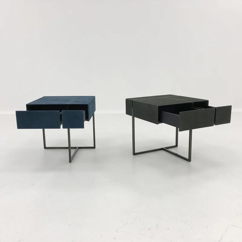 

Italian, modern, creative, fashion, leather, storage, square, with drawers, bedroom, bedside table