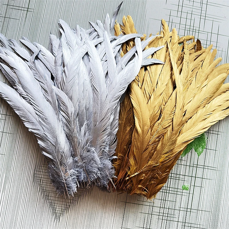 100pcs Golden Goose Rooster Feathers 25-30cm Chicken for Crafts DIY Sewing Clothing Party Decorations Plumas Decorativas