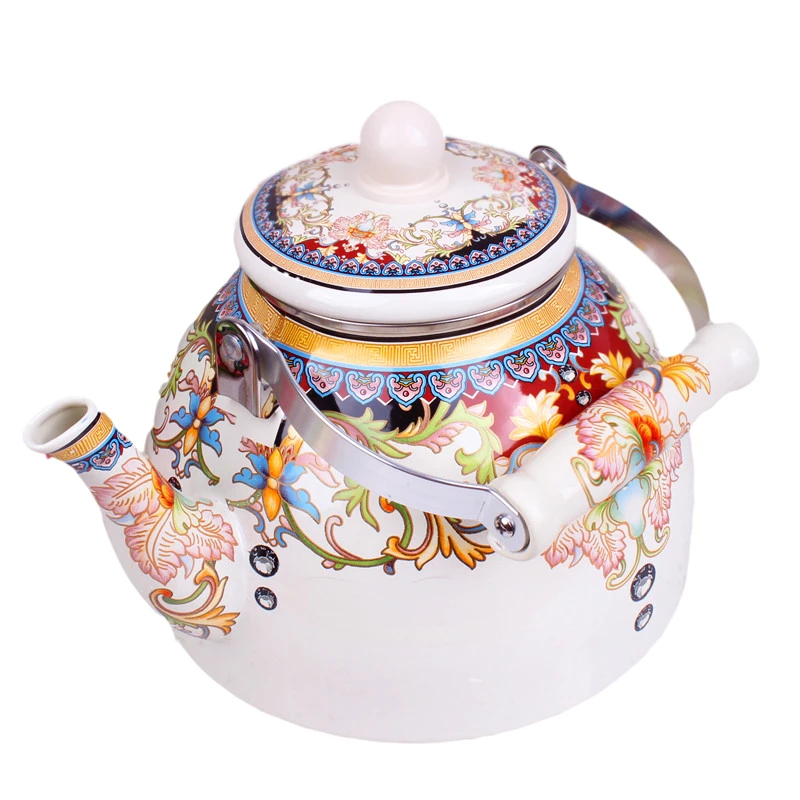 

Handmade painted enamel teapots in restaurants, milk tea teapots, boiling water, large capacity universal